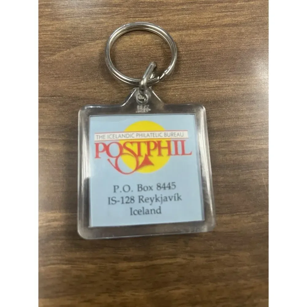 Vintage Iceland Stamp Keychain Island 1600 Postphil Reykjavik Souvenir
